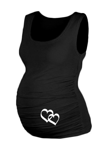 Top, tílko Dana s potiskem Srdíček  - černé, vel. L/XL; L/XL