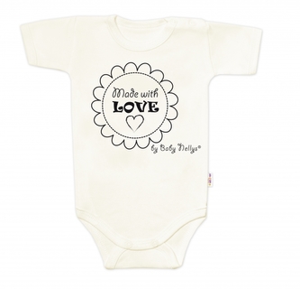 Body krátký rukáv Made with love, Baby Nellys, ecru; 56 (1-2m)
