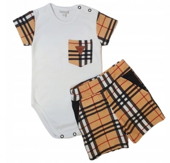 Body kr. rukáv + kraťásky s kapsami 2D sada, Kostka G-baby, bílá, vel. 80; 80 (9-12m)