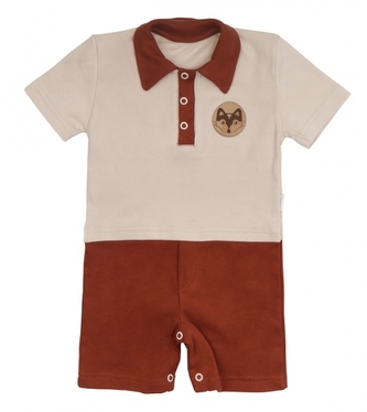 Mamatti Body s nohavičkami Baby Fox - béžová/hnědá, vel. 68; 68 (3-6m)