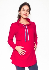 Be MaaMaa Těhotenské triko/mikina se stojáčkem Nova - červené, vel. M; M (38)