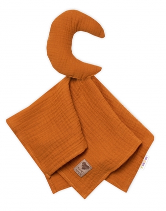 Baby Nellys Mušelínový mazlíček, přítulníček Měsíček, cihlový Baby Nellys Mušelínový mazlíček, přítulníček Měsíček, cihlový