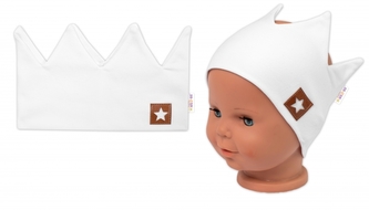 Dvouvrstvá čelenka, Baby Nellys Hand Made, bavlna, Korunka STAR - bílá, 104/116; 104-116 (4-6r)