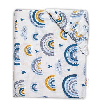 Bavlněné prostěradlo do postýlky  - Duha, modrá, vel. 140x70 cm; 140x70