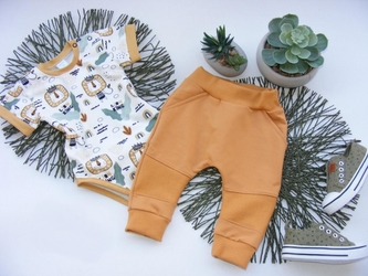 G-baby 2-dílná sada body kr. rukáv, tepláčky Lion - horčicová, vel. 92; 92 (18-24m)