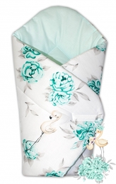 Bavlněná novorozenecká zavinovačka Baby Nellys, Plameňák - mátový