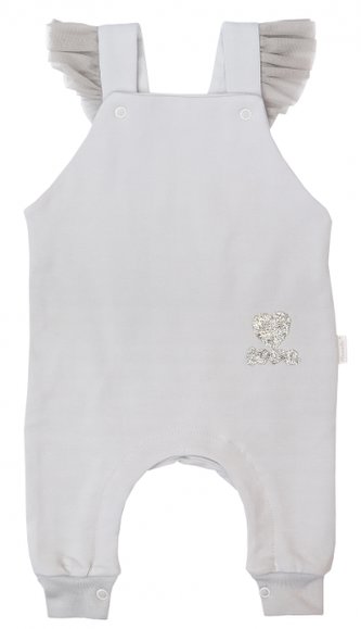 Mamatti Kojenecké láclové tepláčky, dupačky s volánky, Listy - šedá, vel. 80