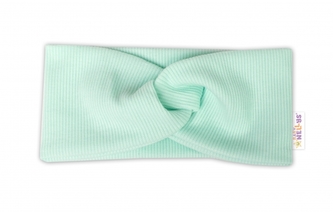 Baby Nellys Hand Made Dvouvrstvá žebrovaná čelenka, mátová, 68/74; 68/74 (6-9m)
