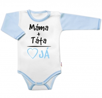 Body dlouhý rukáv s vtipným textem Baby Nellys, Máma+Táta, vel. 80, kluk; 80 (9-12m)