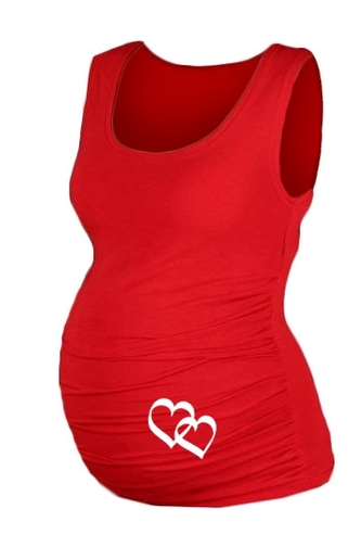 Top, tílko Dana s potiskem Srdíček  - červené, vel. L/XL; L/XL