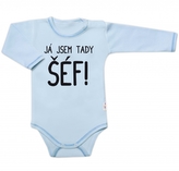 Body dlouhý rukáv s vtipným textem Baby Nellys, Já jsem tady ŠÉF!, vel. 62; 62 (2-3m)