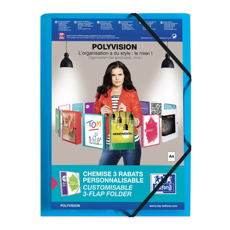 Elba, Tříchlopňové desky s kapsou Polyvision, PP, A4, modrá