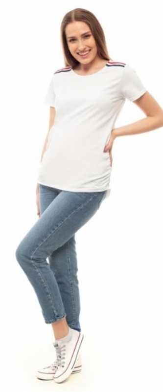 Be MaaMaa Těhotenské triko, kr. rukáv - bílé; S/M