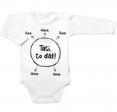 Body dlouhý rukáv s vtipným textem Baby Nellys, Tati, to dáš! - bílé, vel. 74; 74 (6-9m)