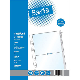 Bantex, U-kapsa rozšířená, PP, 22x30 cm, transparentní, bal. 10 ks