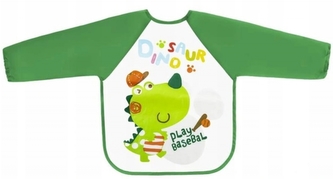 Zástěrka, bryndák nepromakavý s dlouhým rukávem, Dino, zelená