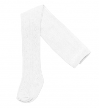 Dětské punčocháče bavlněné s žakárovým vzorem, bílé, vel. 92/98; 92-98 (18-36m)