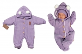 Pletená kombinéza/overal LUX STAR s kožíškem - dvouvrstvá, fialová, vel. 62; 62 (2-3m)