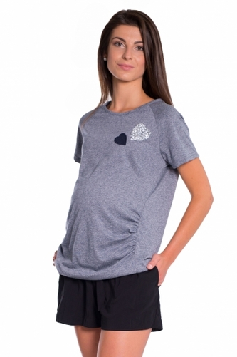 Be MaaMaa Těhotenské triko kr. rukáv - granát; XS (32-34)