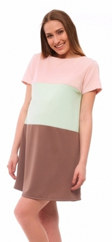 Be MaaMaa Těhotenské, kojící šaty kr. rukáv - béžové, vel. XXL/XXXL; XXL/XXXL