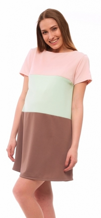 Be MaaMaa Těhotenské, kojící šaty kr. rukáv - béžové, vel. XXL/XXXL; XXL/XXXL