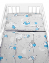 Povlečení do postýlky bavlna Premium Baby Nellys, Good night Animals, šedé, BOY; 120x90