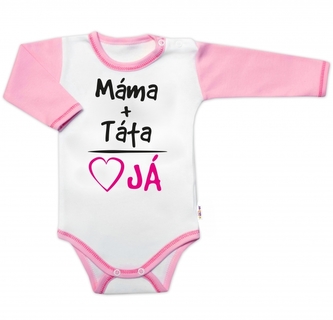 Body dlouhý rukáv s vtipným textem Baby Nellys, Máma+Táta, vel. 80, holka; 80 (9-12m)