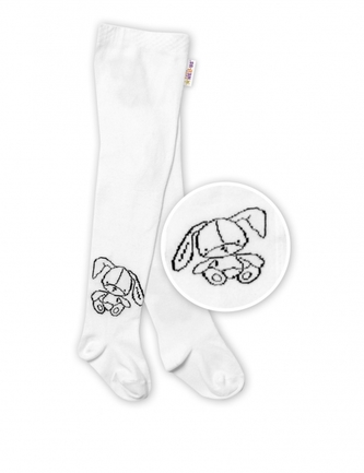 Baby Nellys Dětské bavlněné punčocháče Cute Bunny - bílé, vel. 80/86; 80/86 (12-18m)