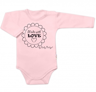 Body dlouhý rukáv Made with love, Baby Nellys, růžové, vel. 68; 68 (3-6m)