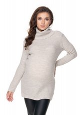 Be MaaMaa Dlouhý těhotenský svetr - béžový; S/M