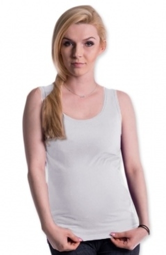 Be MaaMaa Těhotenské,kojící tilko s odnimatelnými ramínky - bílé, vel. L/XL; L/XL