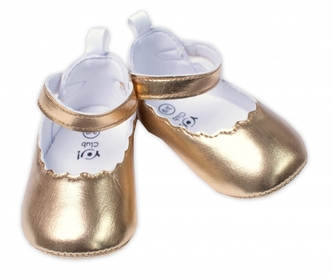 Kojenecké capáčky, balerínky YO! na suchý zip, zlaté; 62-74 (3-9m) Kojenecké capáčky, balerínky YO! na suchý zip, zlaté; 62-74 (3-9m)