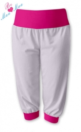 Be MaaMaa Sportovní 3/4 legíny CAPRI - bílá/růžová, vel. L/XL; L/XL