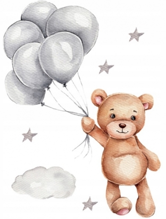 Nálepky, dekorace na zeď Tulimi - Medvídek s balónky