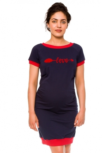 Be MaaMaa Těhotenské šaty Love - teplákové, granát, vel. L; L (40)