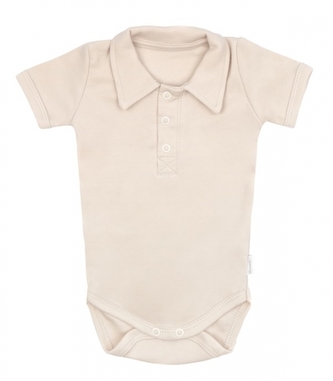 Mamatti Bavlněné body polo kr. rukáv, Baby Fox - béžové, vel. 86; 86 (12-18m)