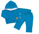 BABY NELLYS Dětská tepláková souprava s kapucí a oušky, petrolejová