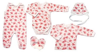 Novorozenecká sada do porodnice, Mamatti, smetanová/růžová - Pampeliška, vel. 56; 56 (1-2m)