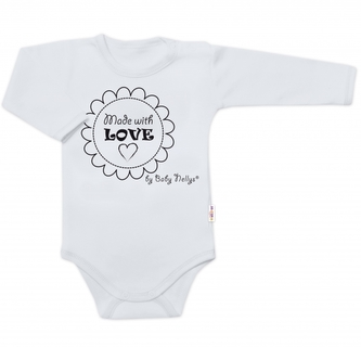 Body dlouhý rukáv Made with love, Baby Nellys, šedé, vel. 74; 74 (6-9m)