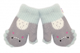 Zimní rukavičky s kožíškem Dino, Baby Nellys, šedé, 104/110; 104-110 (3-5r)