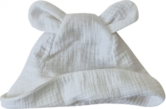 Letní mušelínový klobouček Z&Z s oušky, bílý, vel. 80/86; 80-86 (12-18m) Letní mušelínový klobouček Z&Z s oušky, bílý, vel. 80/86; 80-86 (12-18m)