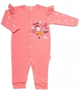 Baby Nellys Bavlněný kojenecký overal bez šlapek Sweet Girl, losos/meruňka, vel. 74; 74 (6-9m)