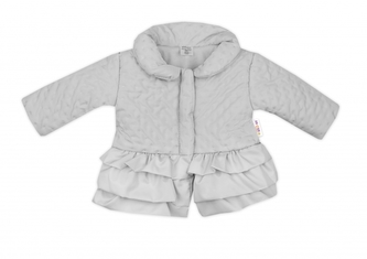 Baby Nellys Dětská přechodová bundička  s volánky, šedá, vel. 80; 80 (9-12m)