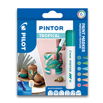 Pilot, Sada 6 ks Akrylový Akrylový Popisovač Pintor, (M) střední, Tropical