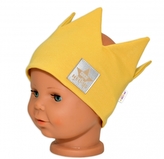 Baby Nellys Hand Made Bavlněná čelenka - dvouvrstvá, Korunka - hořčicová, 80/98; 80-98 (9-36m)