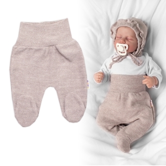 Pletené kojenecké polodupačky Hand Made, Baby Nellys, béžové, vel. 62; 62 (2-3m)