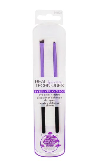 Real Techniques Brushes kosmetický štětec pro oční linky 1 ks + kosmetický štětec pro oční linky 1 ks + pomůcka pro oční linky 1 ks