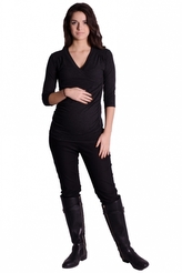 Be MaaMaa Těhotenské, kojící triko 3/4 rukáv - grafit, vel. L/XL; L/XL