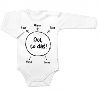 Body dlouhý rukáv s vtipným textem Baby Nellys, Oci, to dáš! - bílé, vel. 62; 62 (2-3m) Body dlouhý rukáv s vtipným textem Baby Nellys, Oci, to dáš! - bílé, vel. 62; 62 (2-3m)