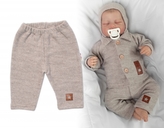 Pletené kalhoty Hand Made Boy, Baby Nellys, béžové; 56 (1-2m)